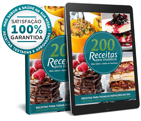 Ebook e Tablet com a Capa do Ebook 200 Receitas para Diabéticos e Com o alerta de satisfação garantida