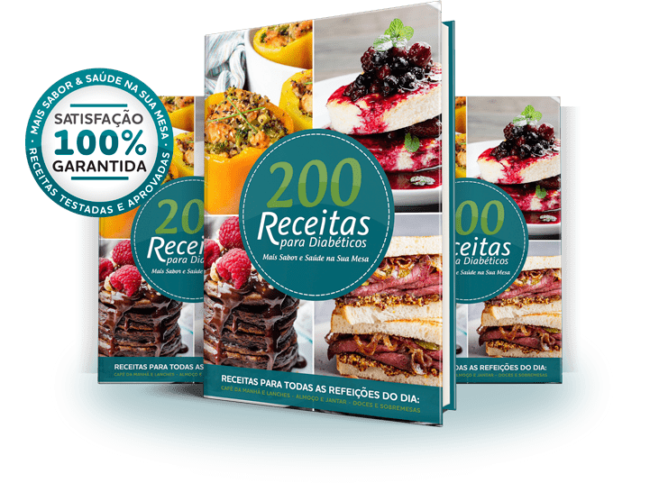 Capas do Ebook 200 Receitas para Diabéticos - Com alerta de compra com garantia de satisfação