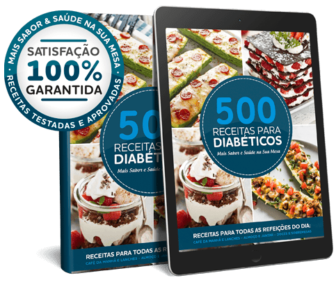 Ebook + Tablet com a Capa do Livro Digital 500 Receitas para Diabéticos